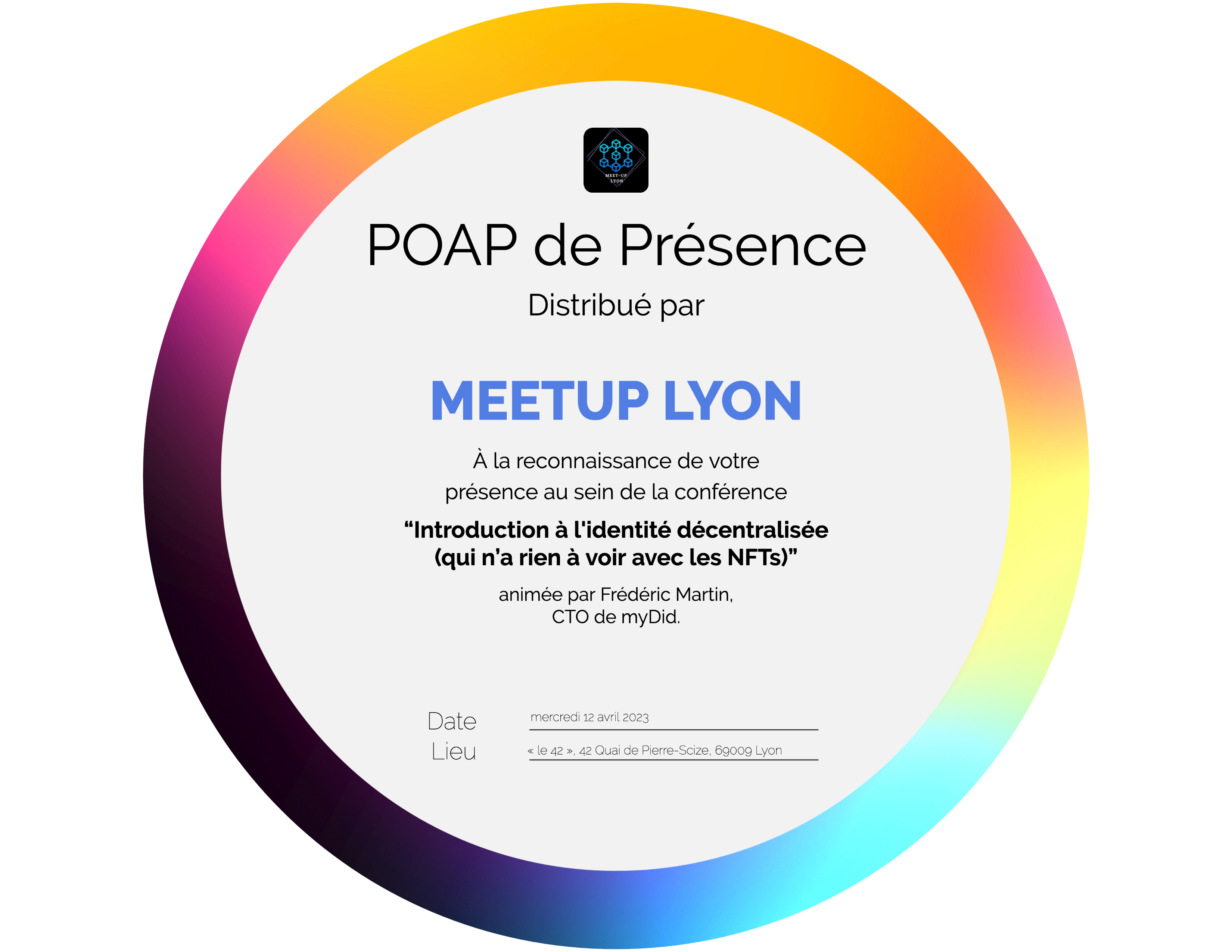#06 MEETUP LYON | Introduction à l'identité décentralisée (qui n'a rien à voir avec les NFTs) POAP image