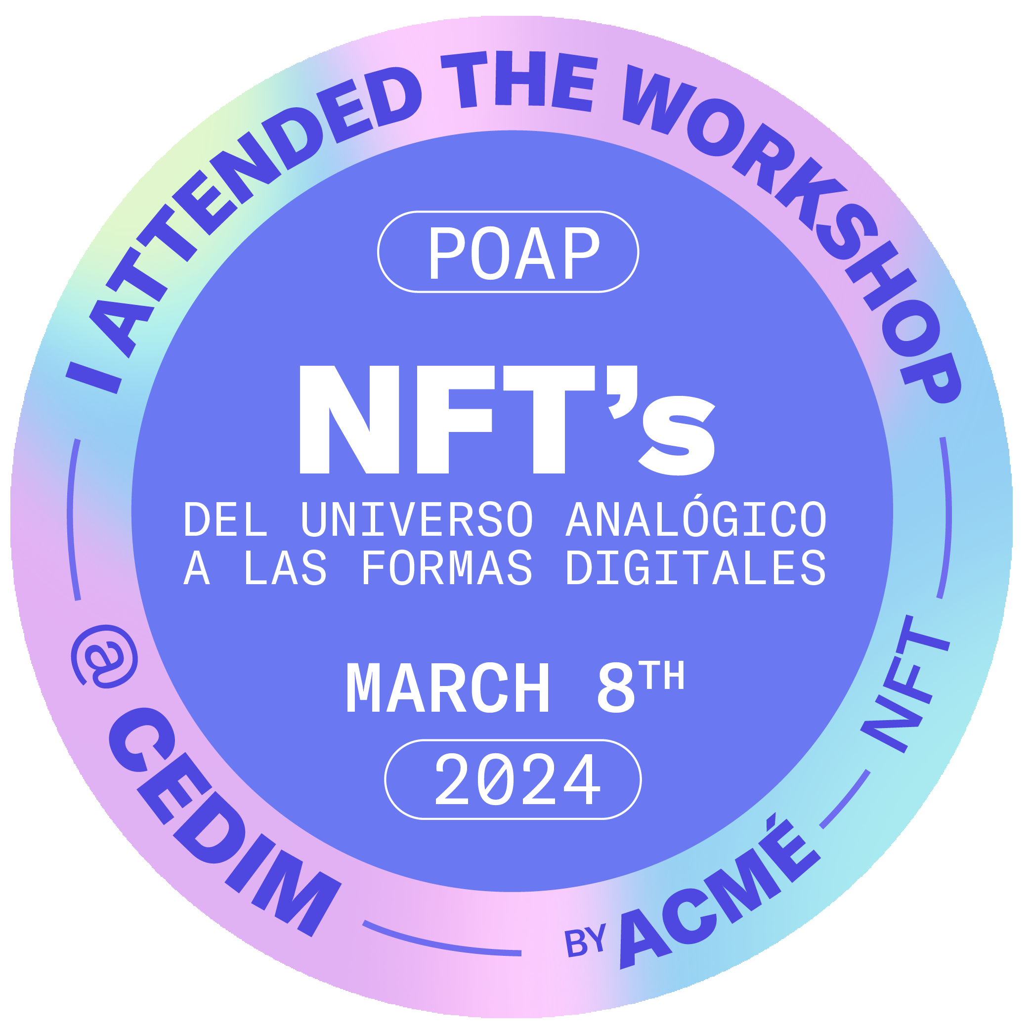 ACMÉ – Workshop: NFT's del universo análogo a las formas digitales POAP image