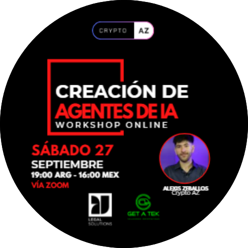 Certificado de asistencia en Workshop "CREACIÓN DE AGENTES DE IA" - 27/09/2025 - Crypto AZ POAP image