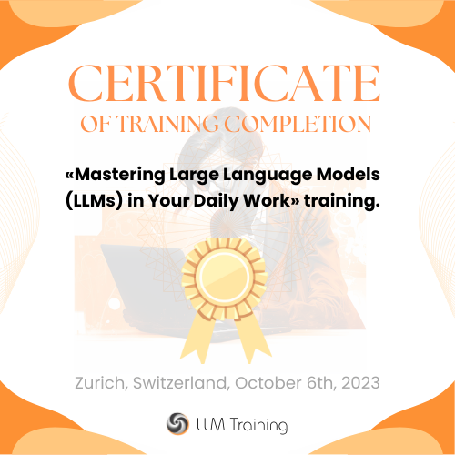 Training Certificate: Mastering LLMs in Your Daily Work POAP image