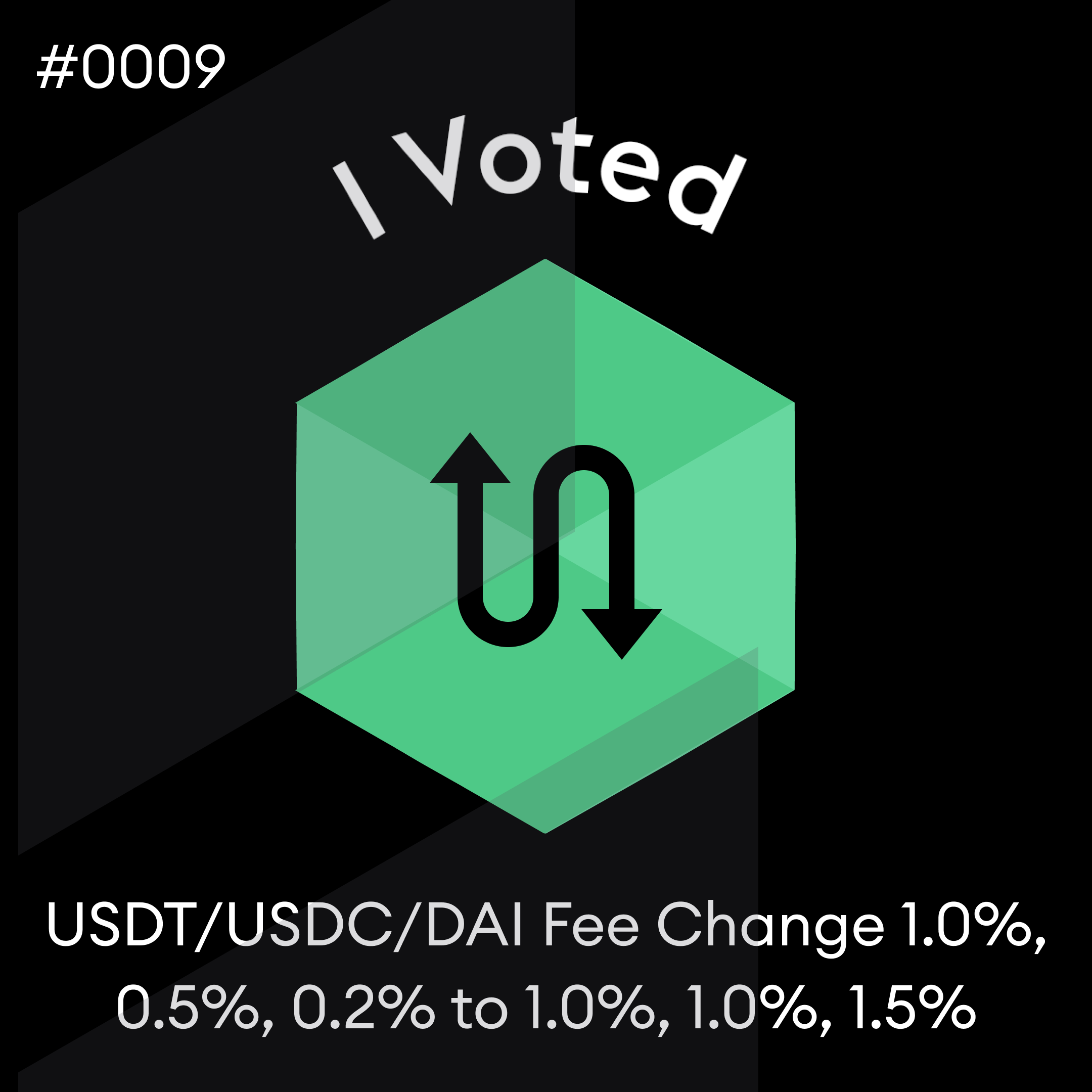 Bancor Snapshot Proposal #0009 - Change stablepool fees USDT/USDC/DAI to 1.0%, 1.0% and 1.5%, respectively POAP image