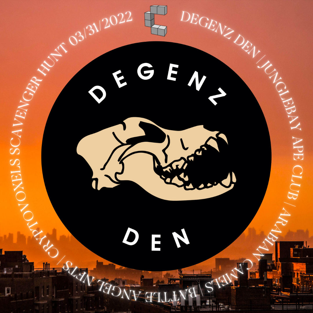 Cryptovoxels Scavenger Hunt: Degenz Den x JungleBay Ape Club x Arabian Camels x Battle Angels POAP image