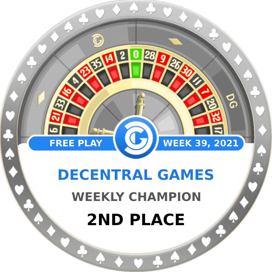 Decentral Games' Weekly Champion - PLAY - W39 - 2nd Place POAP image