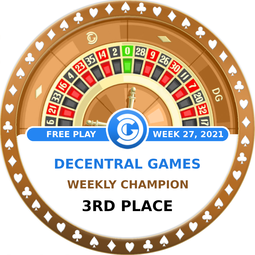 Decentral Games' Weekly Champion - PLAY - Week 27 - 3rd Place POAP image