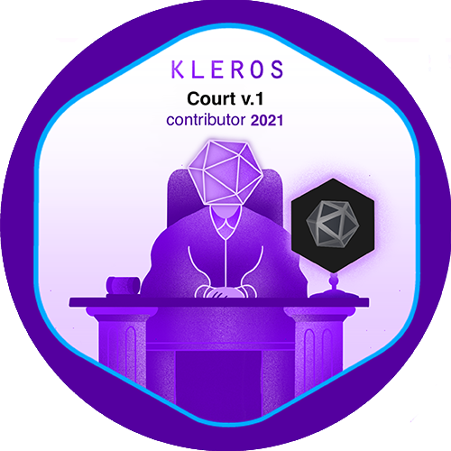 GitPOAP: 2021 Kleros Court v1 Contributor POAP image