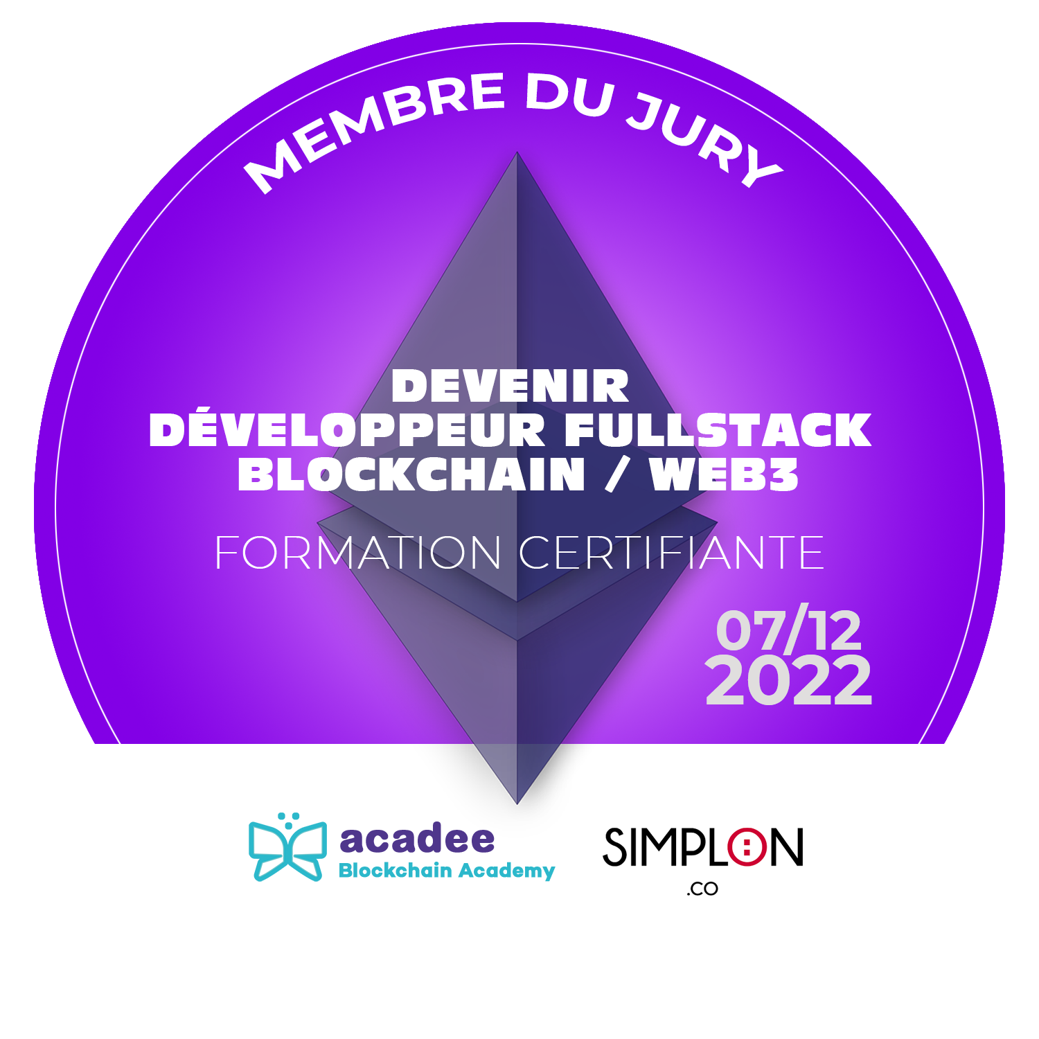 JURY / FORMATION ACADEE : DEVENIR DÉVELOPPEUR FULLSTACK BLOCKCHAIN - WEB3 POAP image