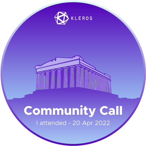 Kleros Community Call AprWeek3 POAP image