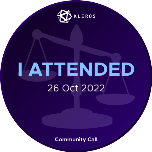 Kleros Community Call OctWeek4 POAP image