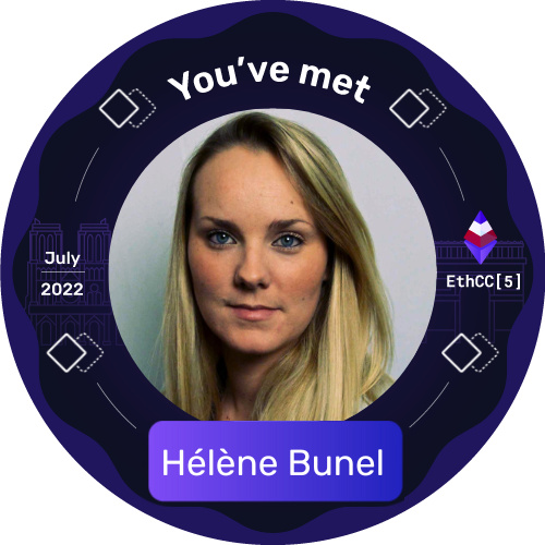 Hey! I’m Helene at EthCC July 2022 POAP image