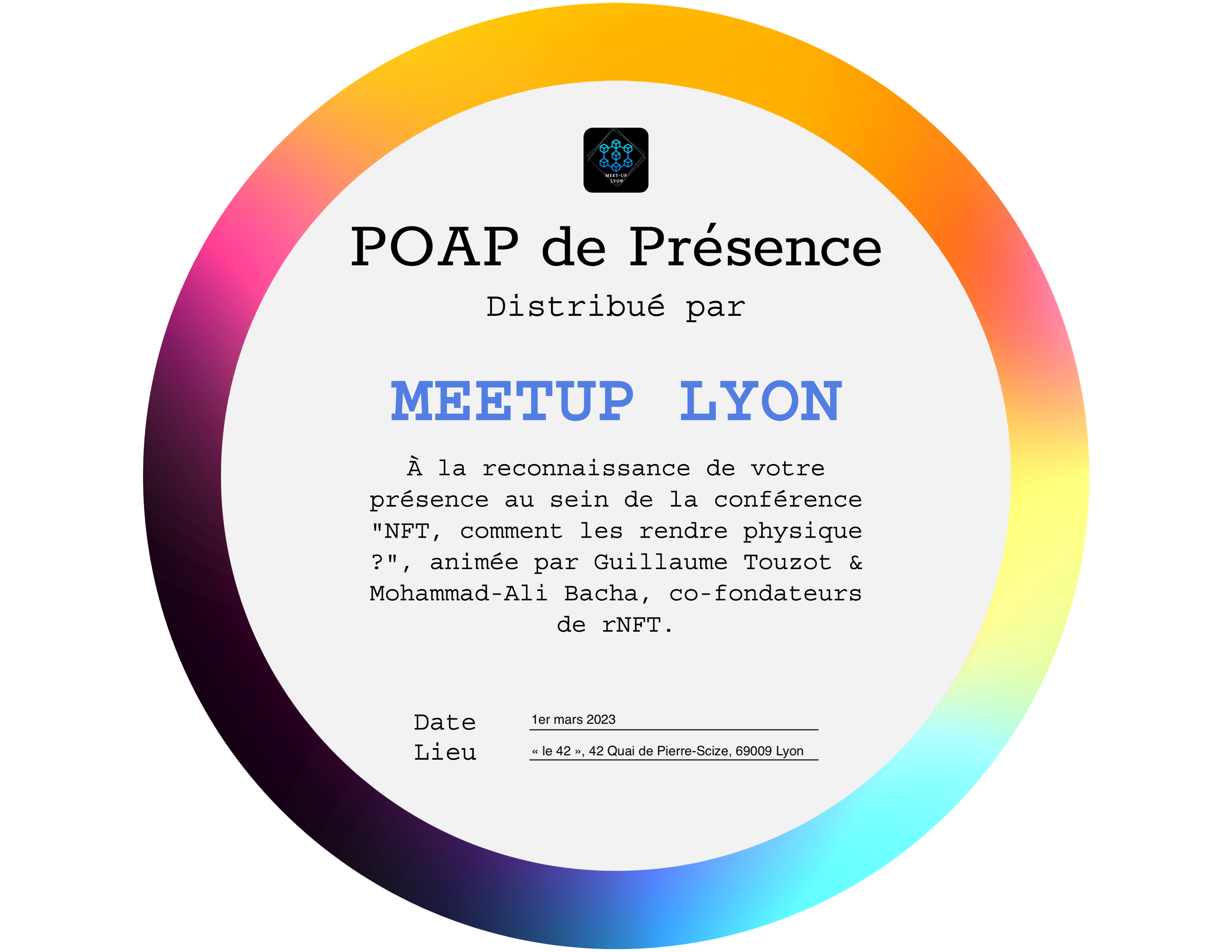 #03 MEETUP LYON | NFT, comment les rendre physique ? POAP image