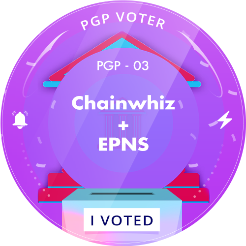 Push Governance Proposal Vote - PGP-03: Chainwhiz+EPNS = Notifications on open-source bounty marketplace POAP image