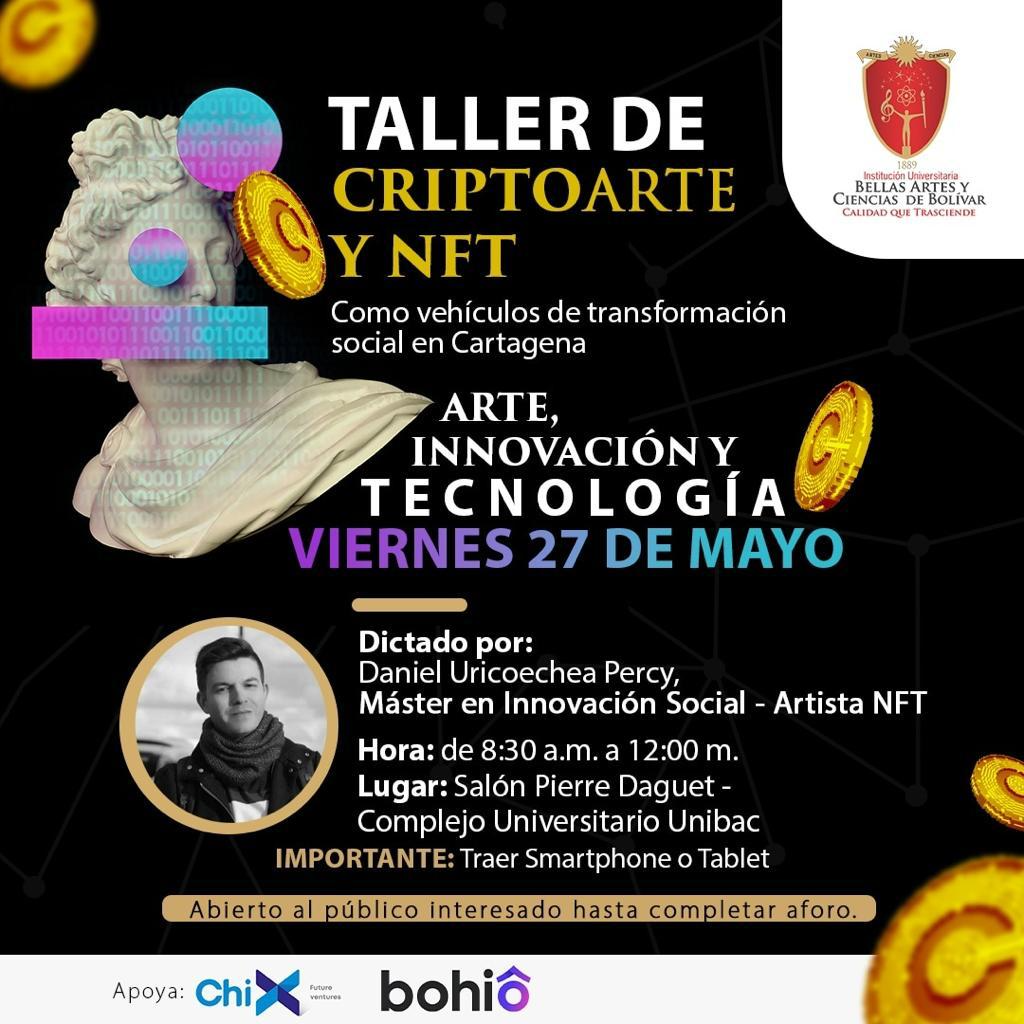 Taller de Criptoarte y NFT como vehículos de transformación en Cartagena (Colombia) POAP image