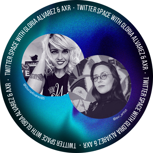Twitter Space between Gloria Alvarez and Arantxa X. Rodríguez- about NFT´s, DAOS, and art. POAP image